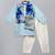 Pastel blue printed cotton silk kurta set