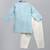 Pastel blue printed cotton silk kurta set