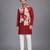 Deep red printed cotton silk kurta set