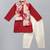 Deep red printed cotton silk kurta set