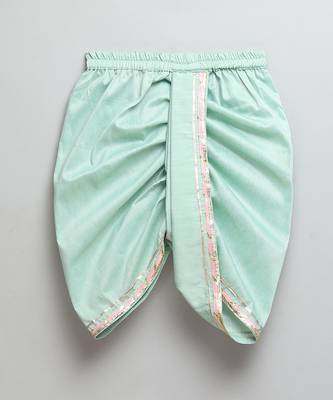 Mint green lotus printed cotton silk dhoti kurta set 4