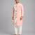 Peach printed cotton silk kurta set