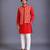 Red woven cotton silk kurta set