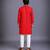 Red woven cotton silk kurta set