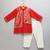 Red woven cotton silk kurta set