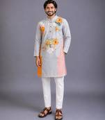 Multicolor printed cotton silk kurta set