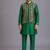 Green woven cotton silk kurta set