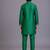 Green woven cotton silk kurta set