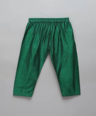 Green woven cotton silk kurta set 5
