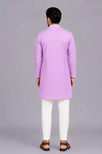 Purple embroidered cotton kurta set