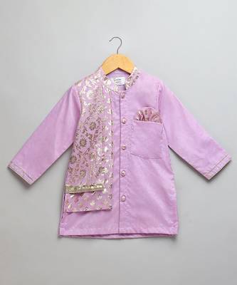Purple embroidered cotton kurta set 3