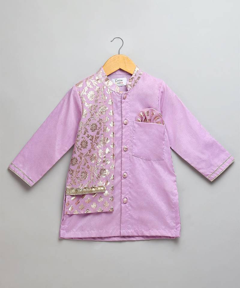 Purple embroidered cotton kurta set
