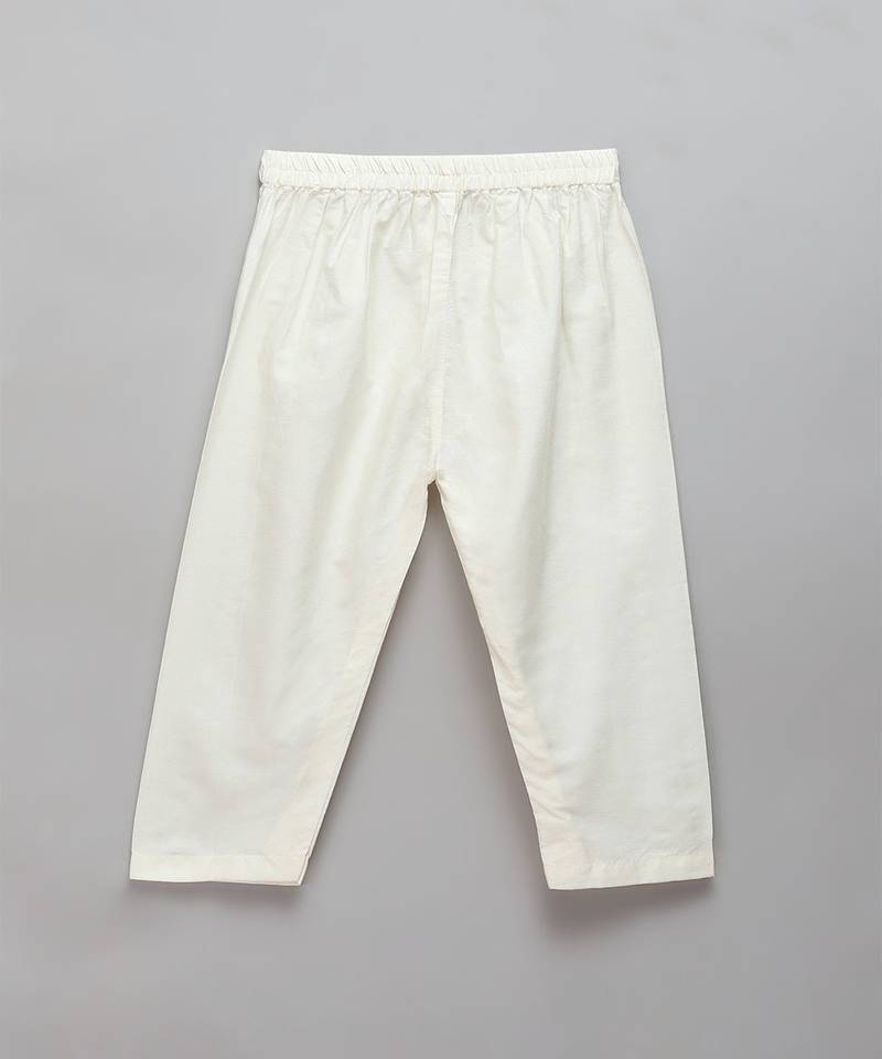 Off white woven cotton kurta set