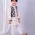 Off white printed cotton silk kurta set