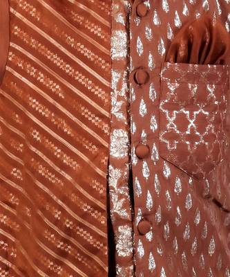 Brown woven cotton silk kurta set 3