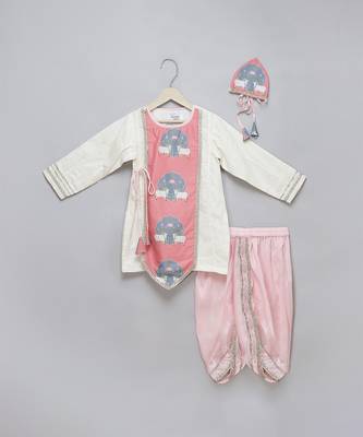 Off white printed cotton dhoti kurta set 4