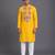 Mustard yellow embroidered cotton silk kurta set