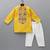 Mustard yellow embroidered cotton silk kurta set