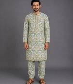 Multicolor printed cotton silk kurta set