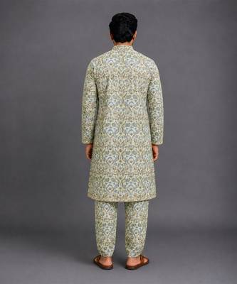 Multicolor printed cotton silk kurta set 2