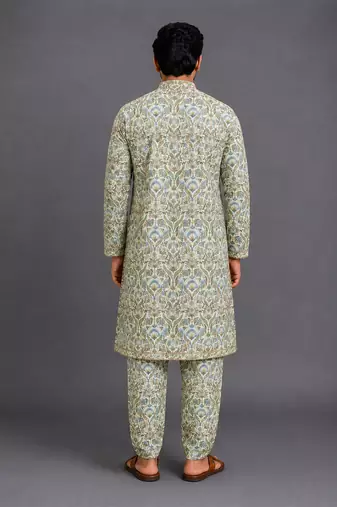 Multicolor printed cotton silk kurta set