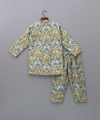 Multicolor printed cotton silk kurta set 3