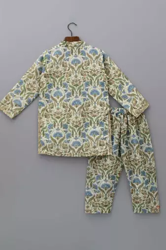 Multicolor printed cotton silk kurta set