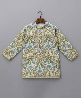 Multicolor printed cotton silk kurta set 4