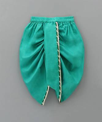 Green embroidered cotton silk dhoti kurta set 5