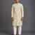Beige printed cotton silk kurta set