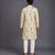 Beige printed cotton silk kurta set
