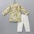Beige printed cotton silk kurta set
