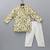 Beige printed cotton silk kurta set