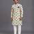Off white printed cotton silk kurta set
