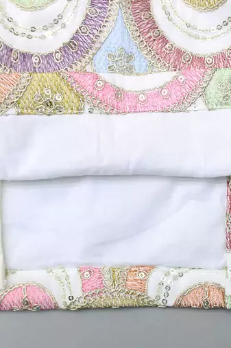 White embroidered cotton silk bandhgala set
