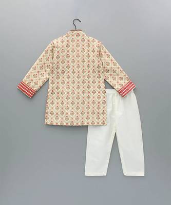 Coral printed cotton silk kurta set 4