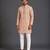 Rose pink printed cotton silk kurta set