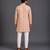 Rose pink printed cotton silk kurta set