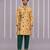Beige printed cotton silk kurta set
