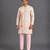 Pink printed cotton silk kurta set