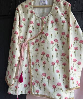 Pink printed cotton silk kurta set 4