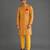Mustard yellow embroidered cotton silk bandhgala set