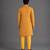 Mustard yellow embroidered cotton silk bandhgala set