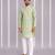 Green printed cotton silk kurta set