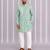 Green printed cotton silk kurta set