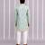 Green printed cotton silk kurta set