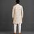 Off white printed cotton silk kurta set