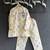 Off white printed cotton silk kurta set