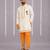 Off white and Orange printed cotton silk kurta set
