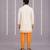 Off white and Orange printed cotton silk kurta set